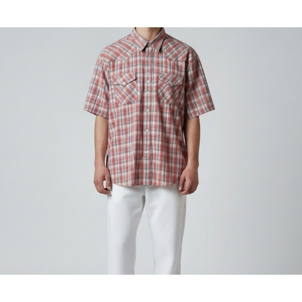 Lucky Brand Shirt Mens Large Red Plaid Pearl Snap Cowboy Outdoors Casual Classic - Picture 1 of 8